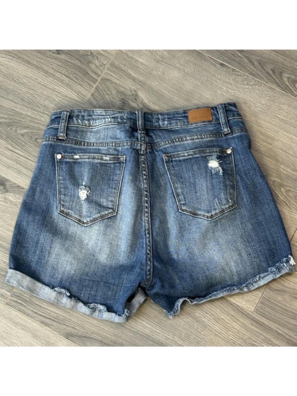Judy Blue Shorts Womens 29 Blue Denim Distressed Cut Off Cuffed Hem Stretch - Picture 2 of 9